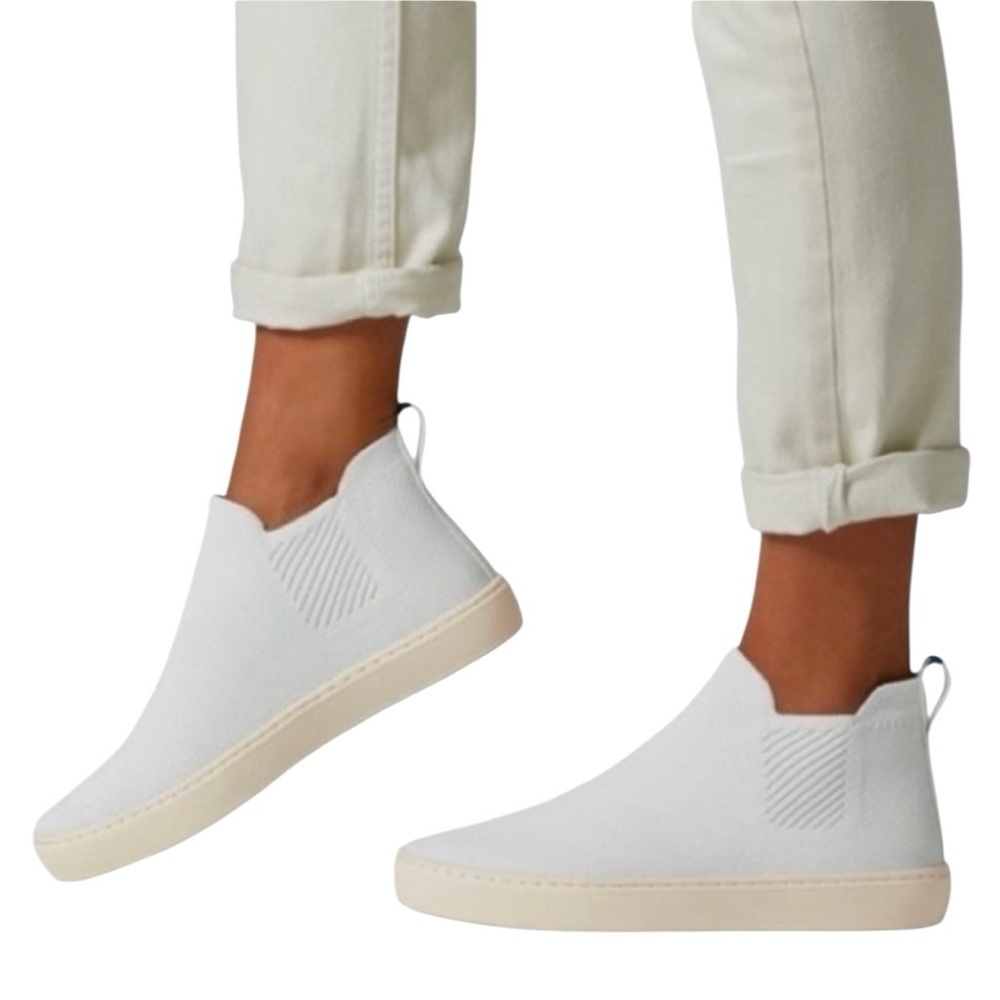 Rothy’s The Chelsea Boot Bright White Knit Fabric Pull On Sneaker Size 8 - Picture 1 of 10